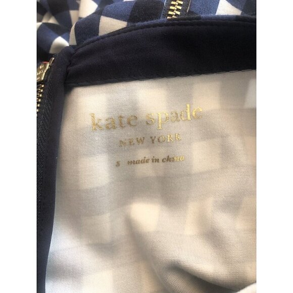 Kate Spade Womens Size S Gingham Ponte Fiorella Dress Blue White Fit Flare - Picture 6 of 6